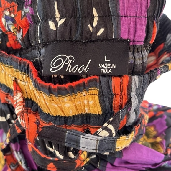 Vintage Phool 100% cotton maxi skirt bold floral print L - Picture 10 of 11